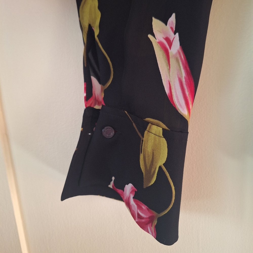 JNY Signature Floral Petite XS Oversize Blouse 0-6 Superb Detail 100% Silk NWT - Picture 4 of 7